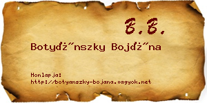 Botyánszky Bojána névjegykártya